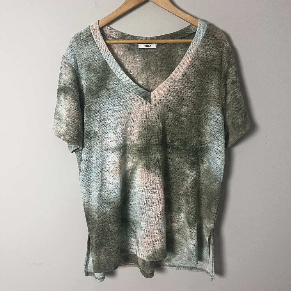 2/$30 Cherish V-neck Tie Dye Knit Top Medium